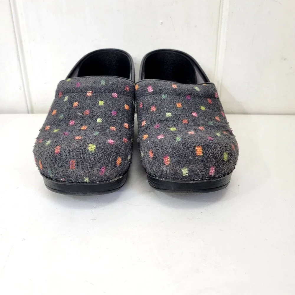 Dansko Vegan Professional Clogs Multicolor Polka Dot Black Slip-On Comfort Shoes - Picture 8 of 8